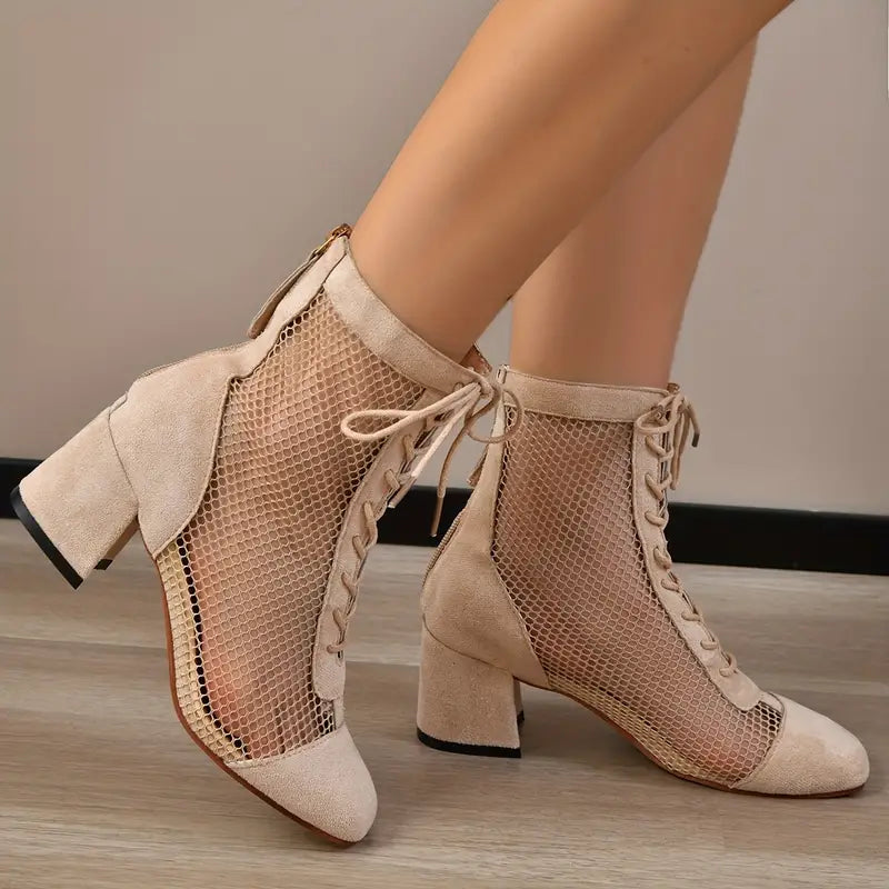 Damen Stiefel mit einfarbigem Blockabsatz - Margit