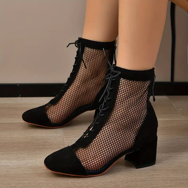 Damen Stiefel mit einfarbigem Blockabsatz - Margit