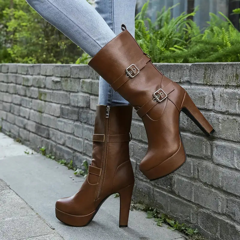 Vintage Mid-Calf Stiefel für Damen - Johanna