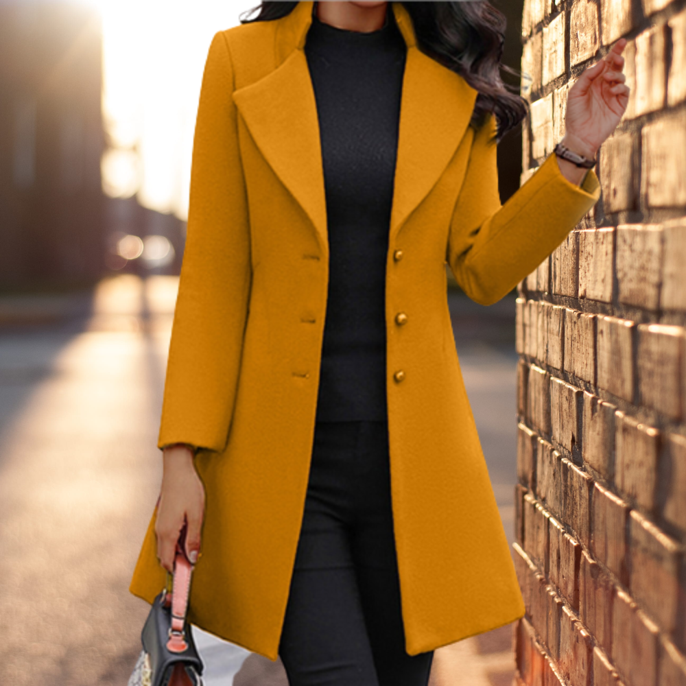 Elegante solide lange Jacke Mantel - Judith