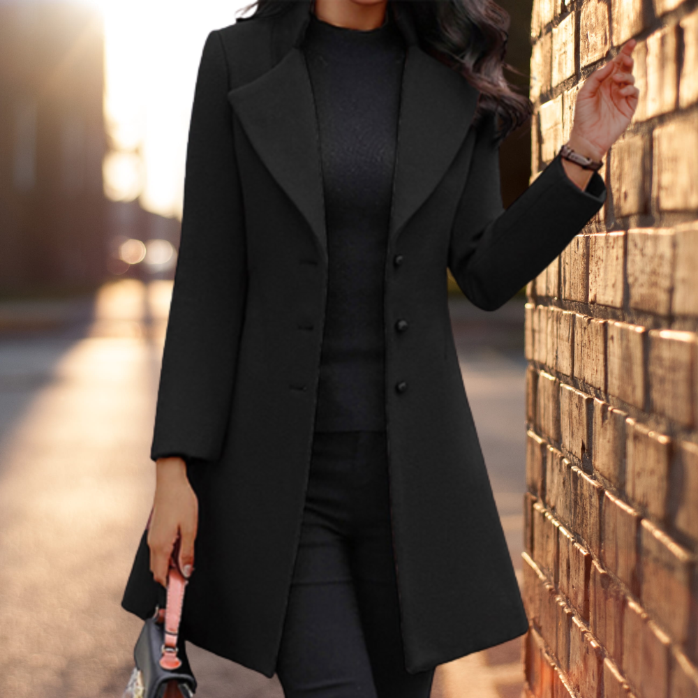 Elegante solide lange Jacke Mantel - Judith
