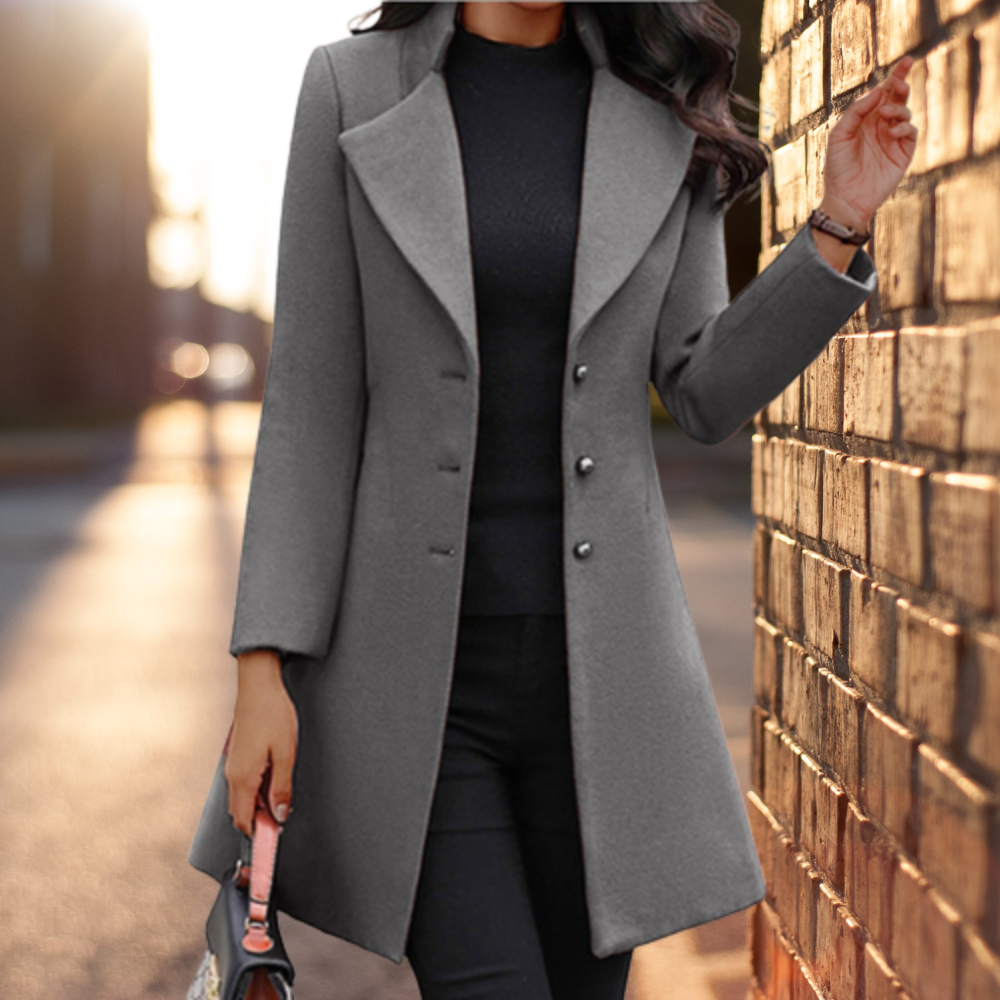 Elegante solide lange Jacke Mantel - Judith