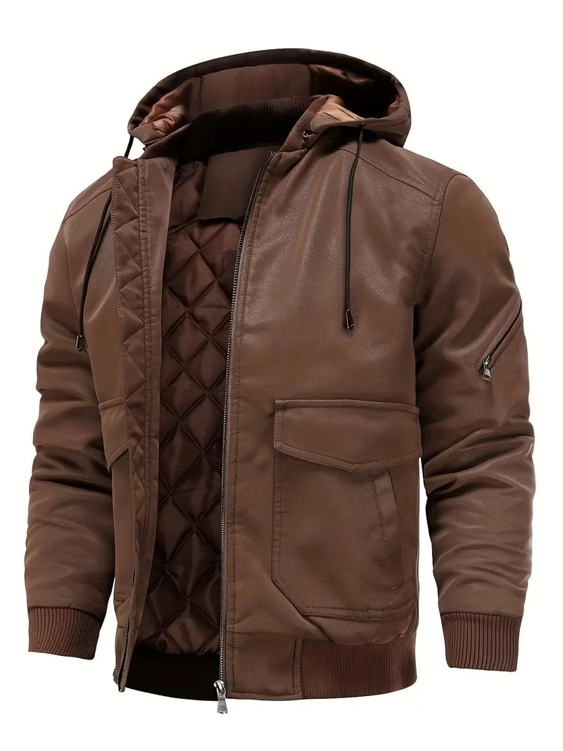 Wasserdichte Winterjacke aus PU-Leder - Claud